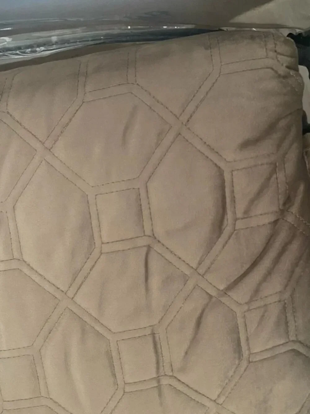 Madison Clark 3 PC Quilt Set, Emery Velvet, Taupe, NWT